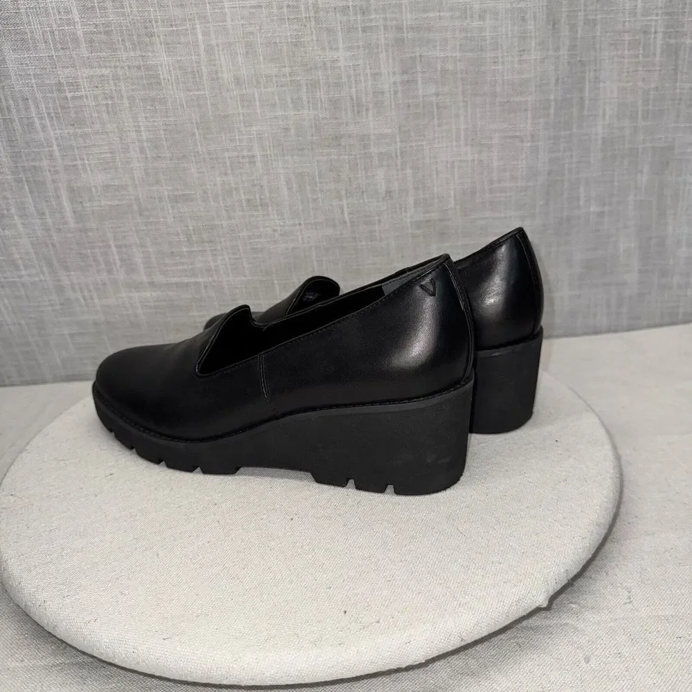Vionic Willa Wedge Loafers Womens 9.5 Black‎ Water Repellent Lug Sole Corpcore